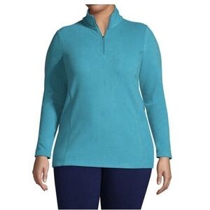 Land's End Teal Fleeces quarter zip pullover sweater size 10-12